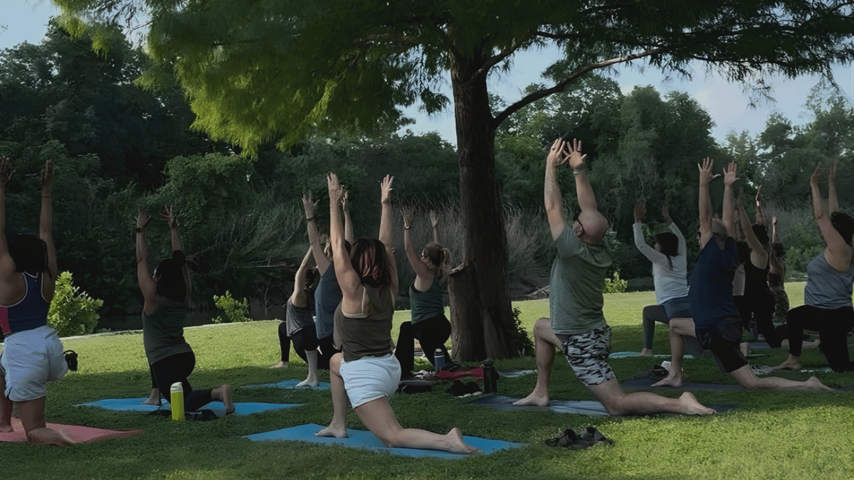 FREE Yoga in San Gabriel Park | 2 year Birthday Celebration + Live DJ at Flow Yoga Georgetown in Cedar Park